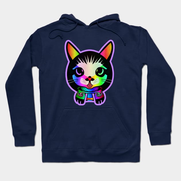 Vaporwave Kitty Samurai Neon Cat Hoodie by Edongski303 Teepublic Merch